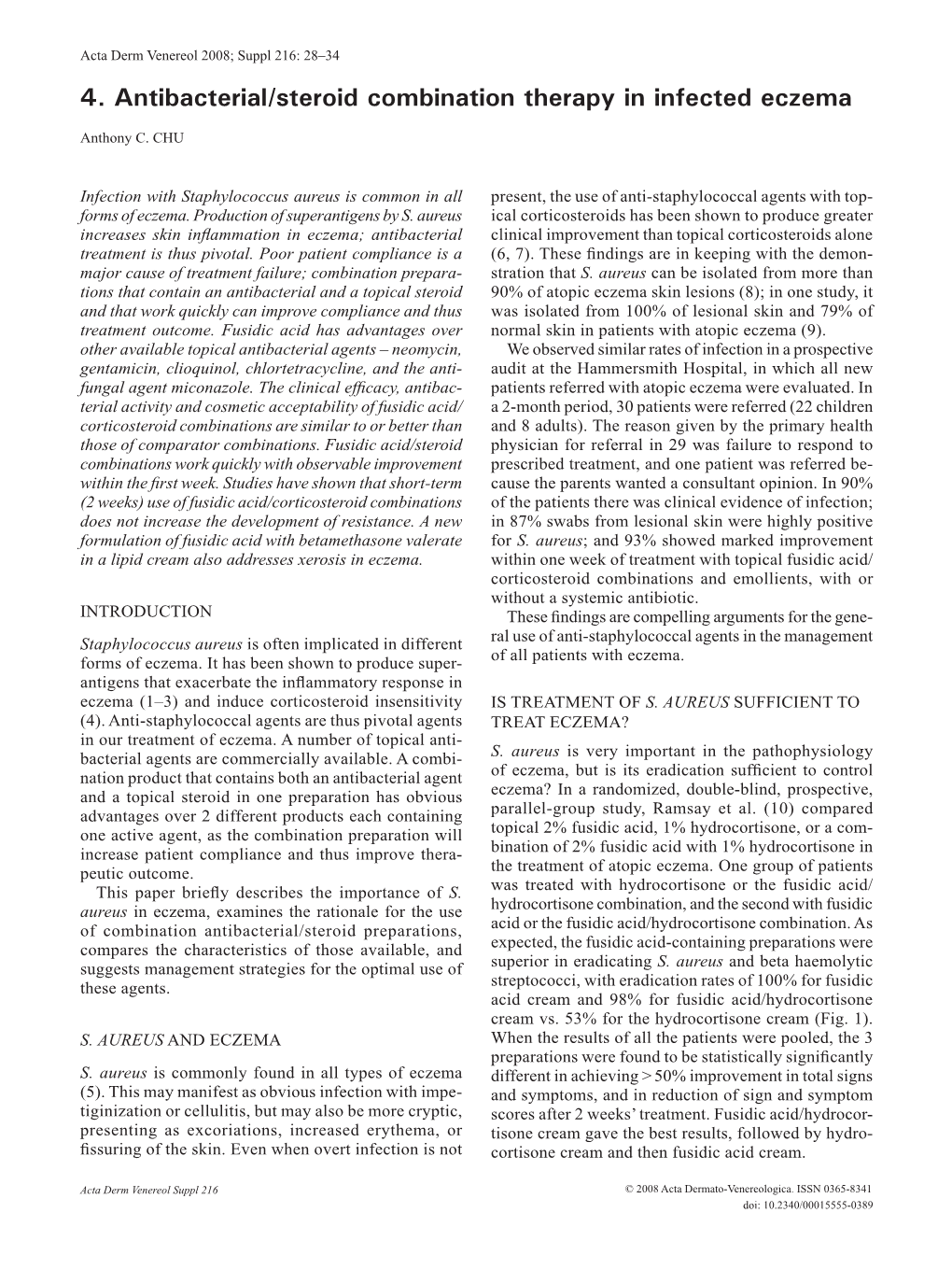 4. Antibacterial/Steroid Combination Therapy in Infected Eczema