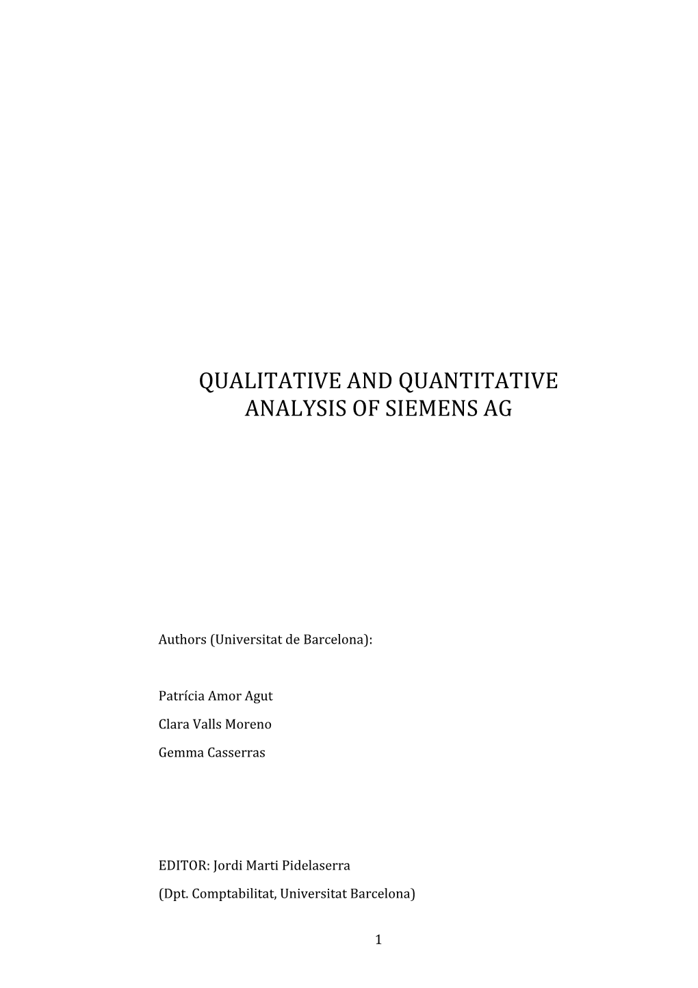 Qualitative and Quantitative Analysis of Siemens Ag
