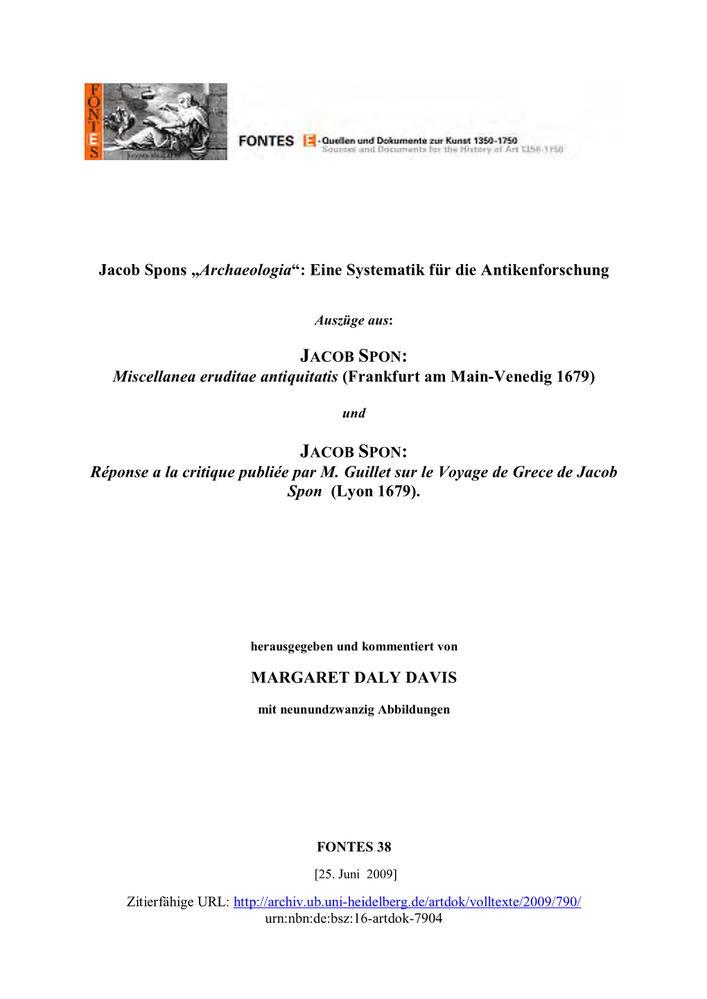 Jacob Spons „Archaeologia“: Eine Systematik Für Die Antikenforschung