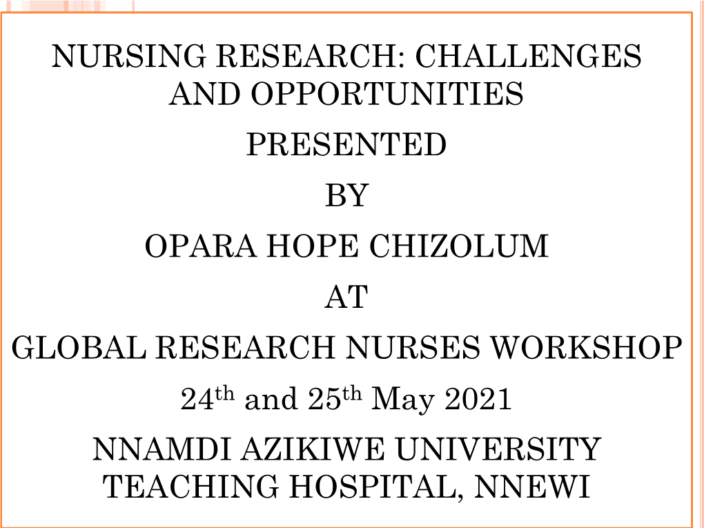 Nursing Research: Challenges