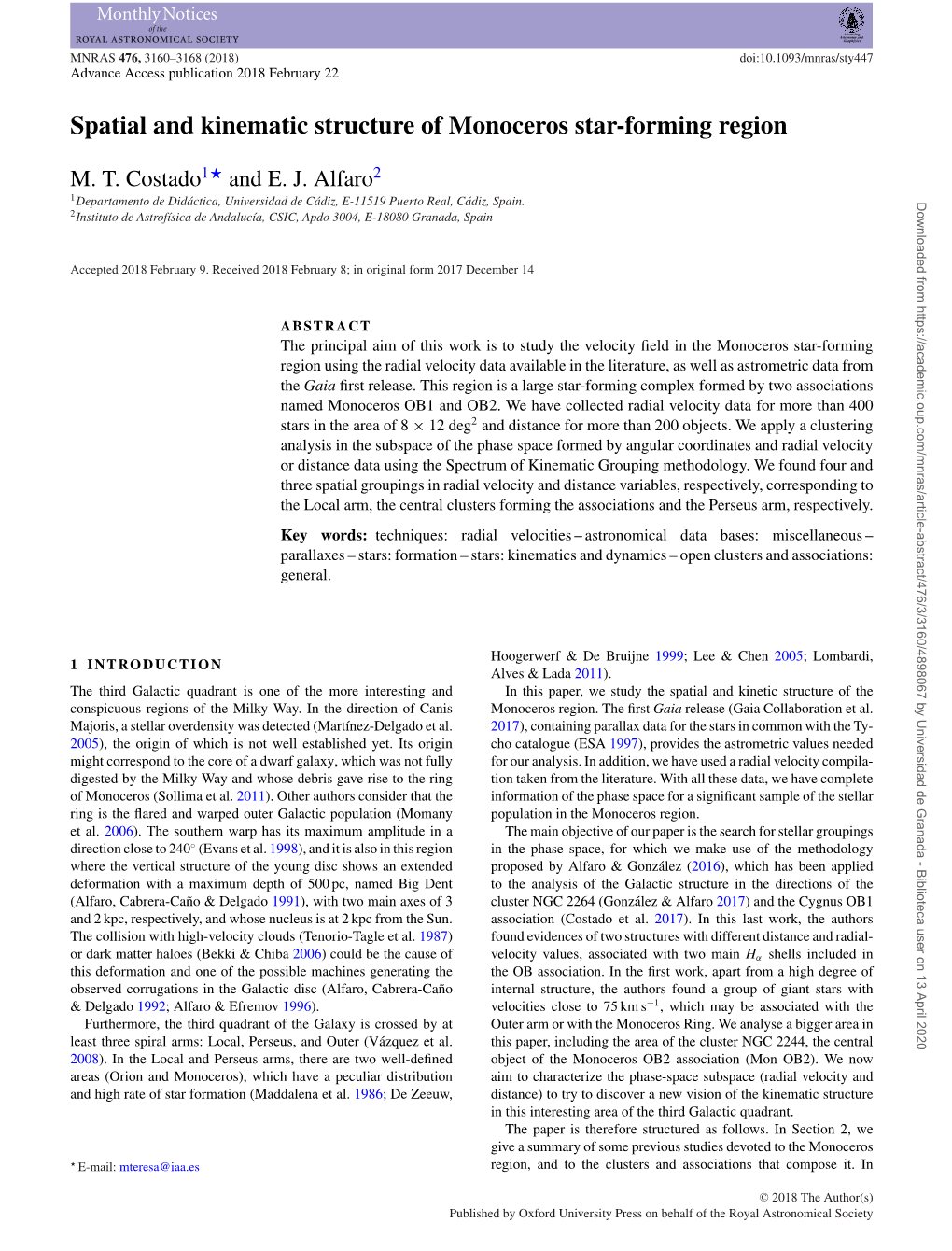 Spatial and Kinematic Structure of Monoceros Star-Forming Region