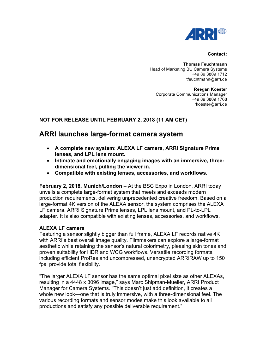 ARRI Launches Large-Format Camera System