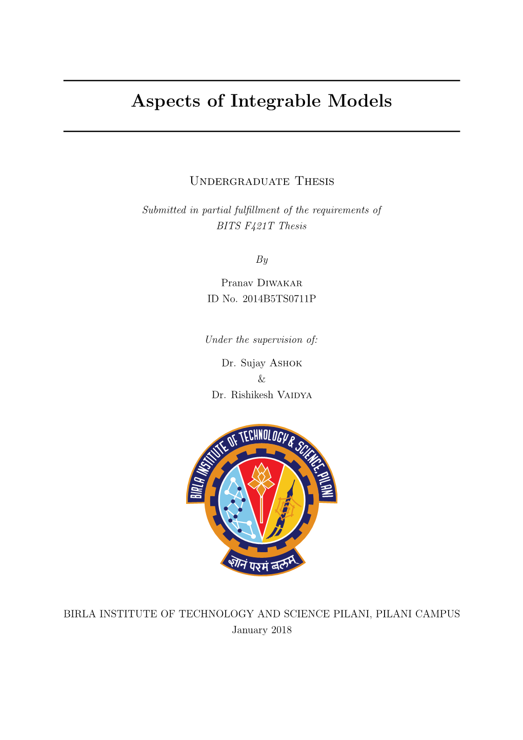 Aspects of Integrable Models