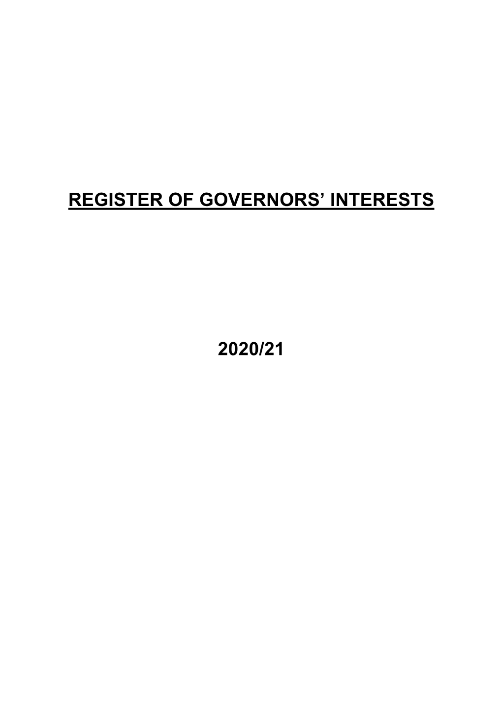Register of Governors' Interests 2020/21