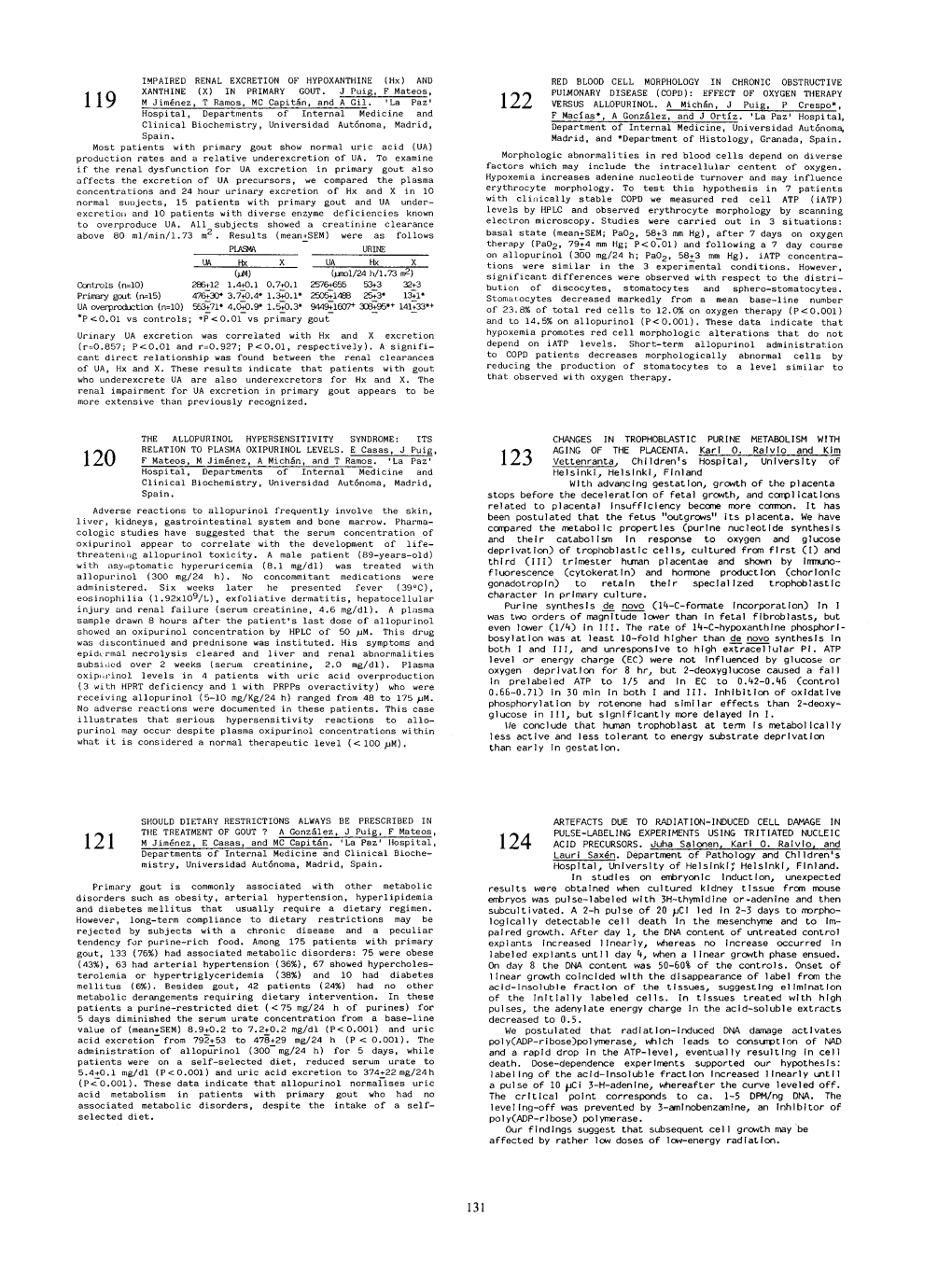 IVPAIRED RENAL EXCRETION of HYPOXANTHINE Ihx) and Clinical