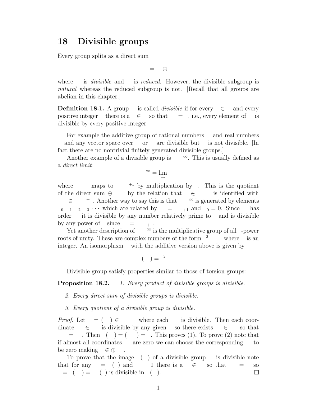 18 Divisible Groups