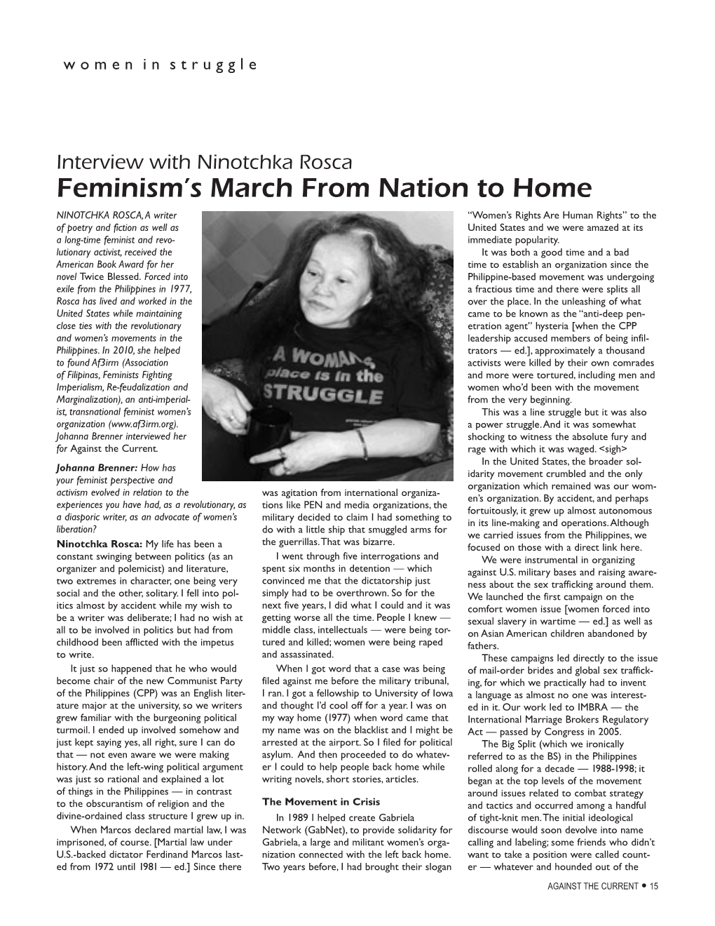 Feminism's March from Nation to Home