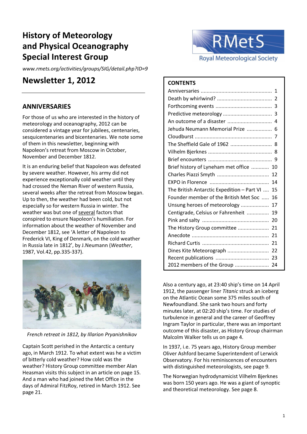 Newsletter 1- 2012