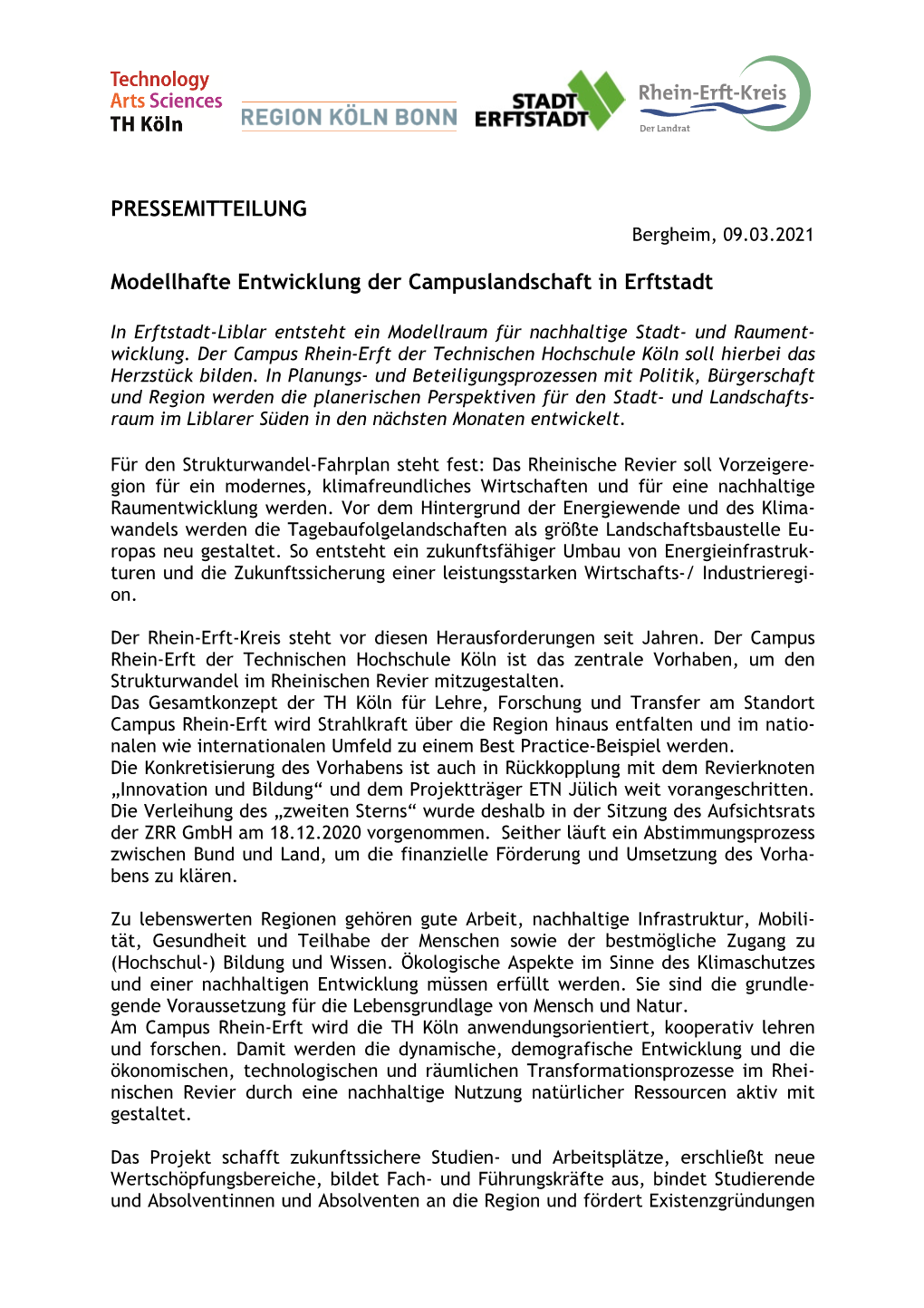 Modellhafte Entwicklung Der Campuslandschaft in Erftstadt