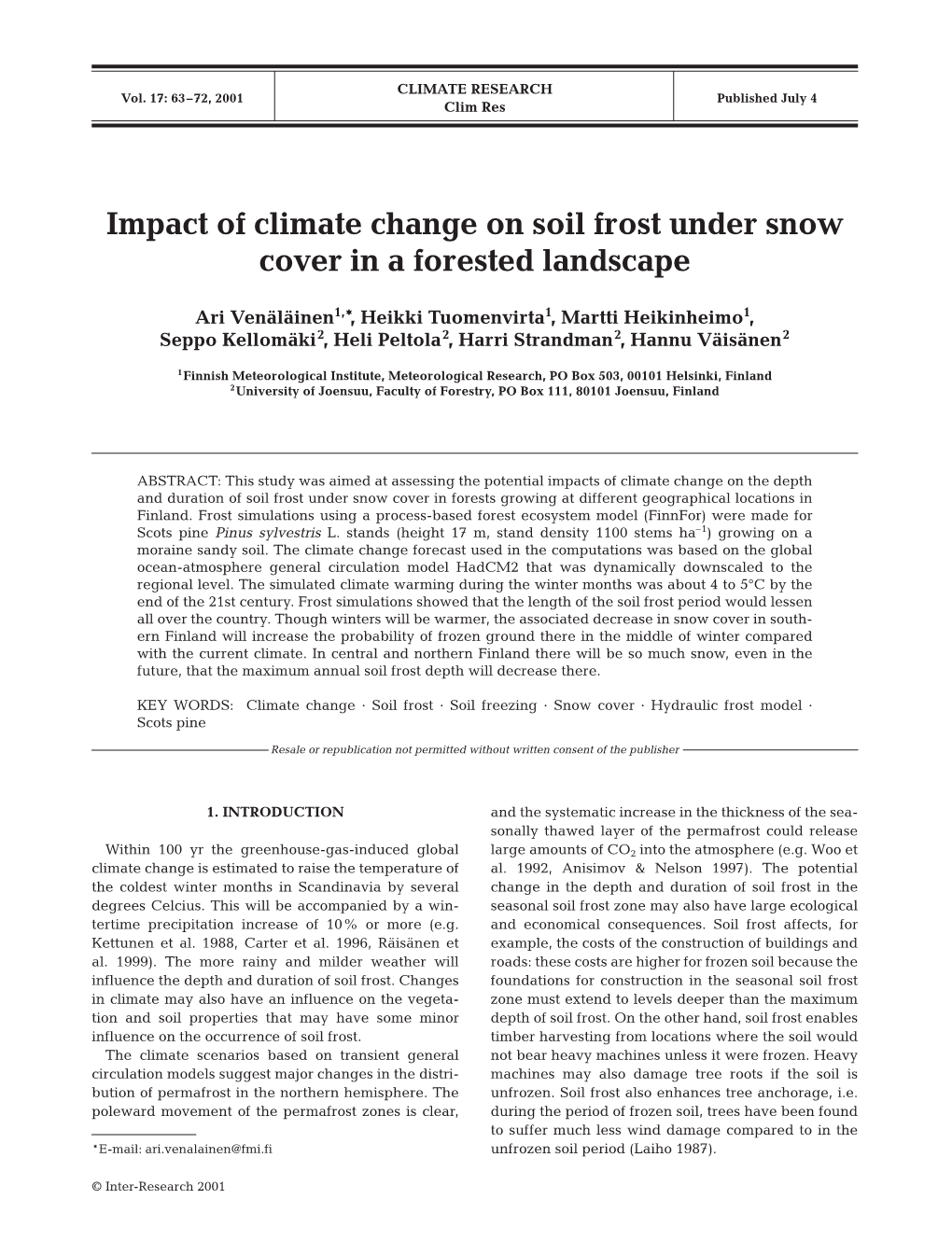 Impact of Climate Change on Soil Frost Under Snow Cover in a Forested Landscape