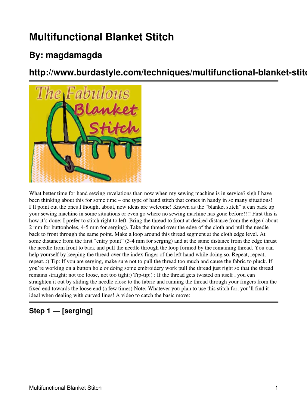 Multifunctional Blanket Stitch By: Magdamagda