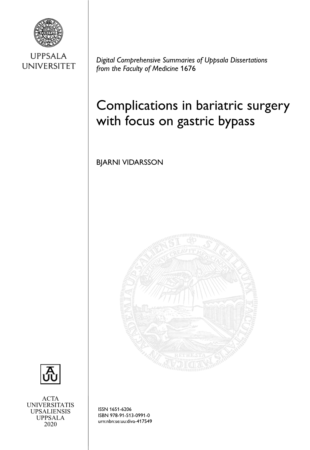 Complications in Bariatric Surgery with Focus on Gastric Bypass