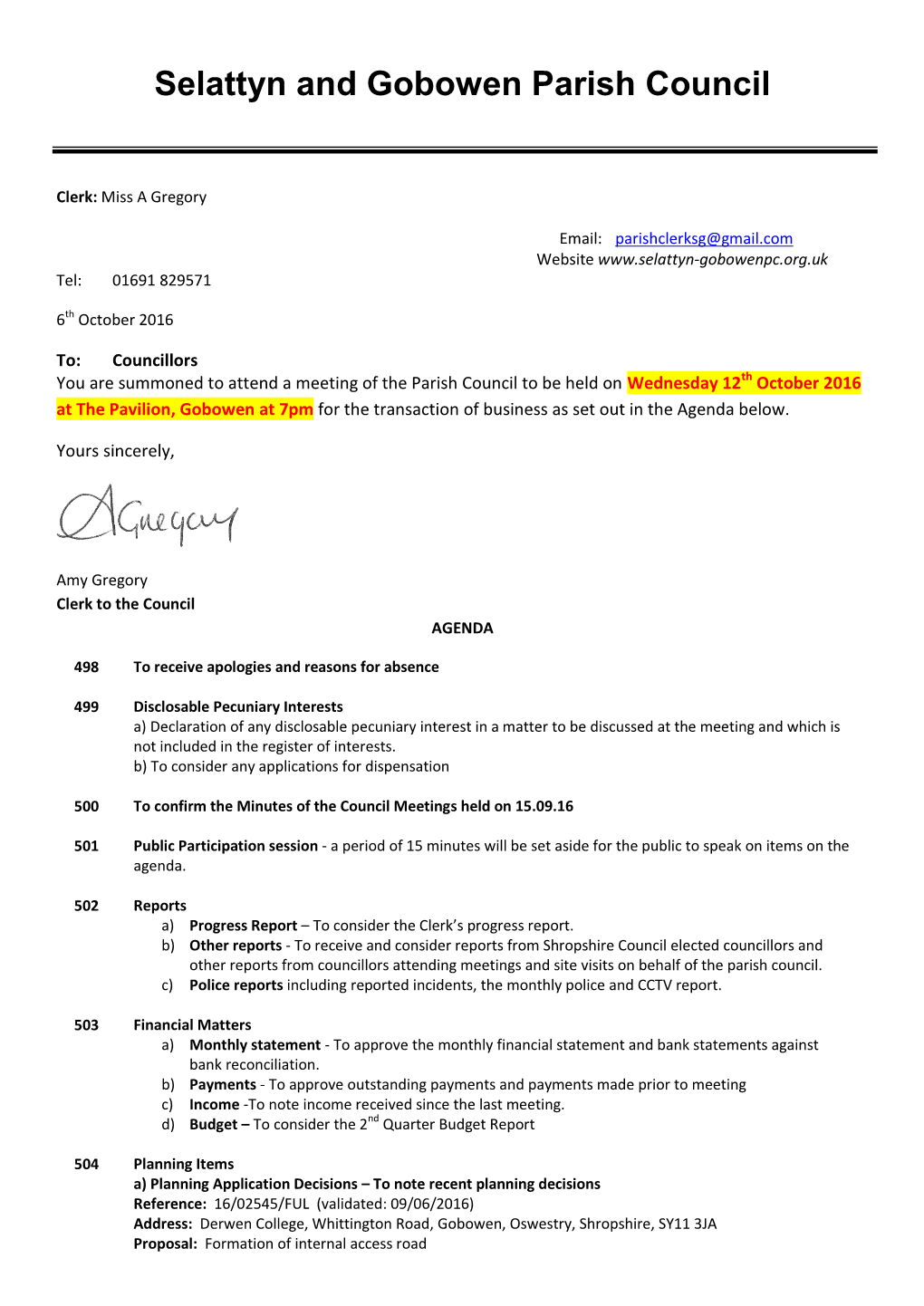 Selattyn and Gobowen Parish Council