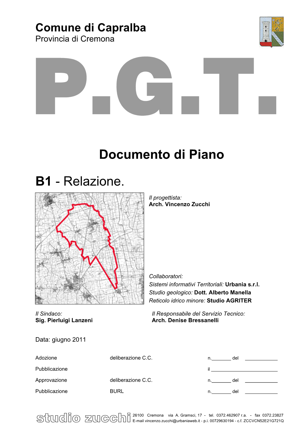 Documento Di Piano B1-Relazione Pagina 1 Di 85 Comune Di Capralba -CR