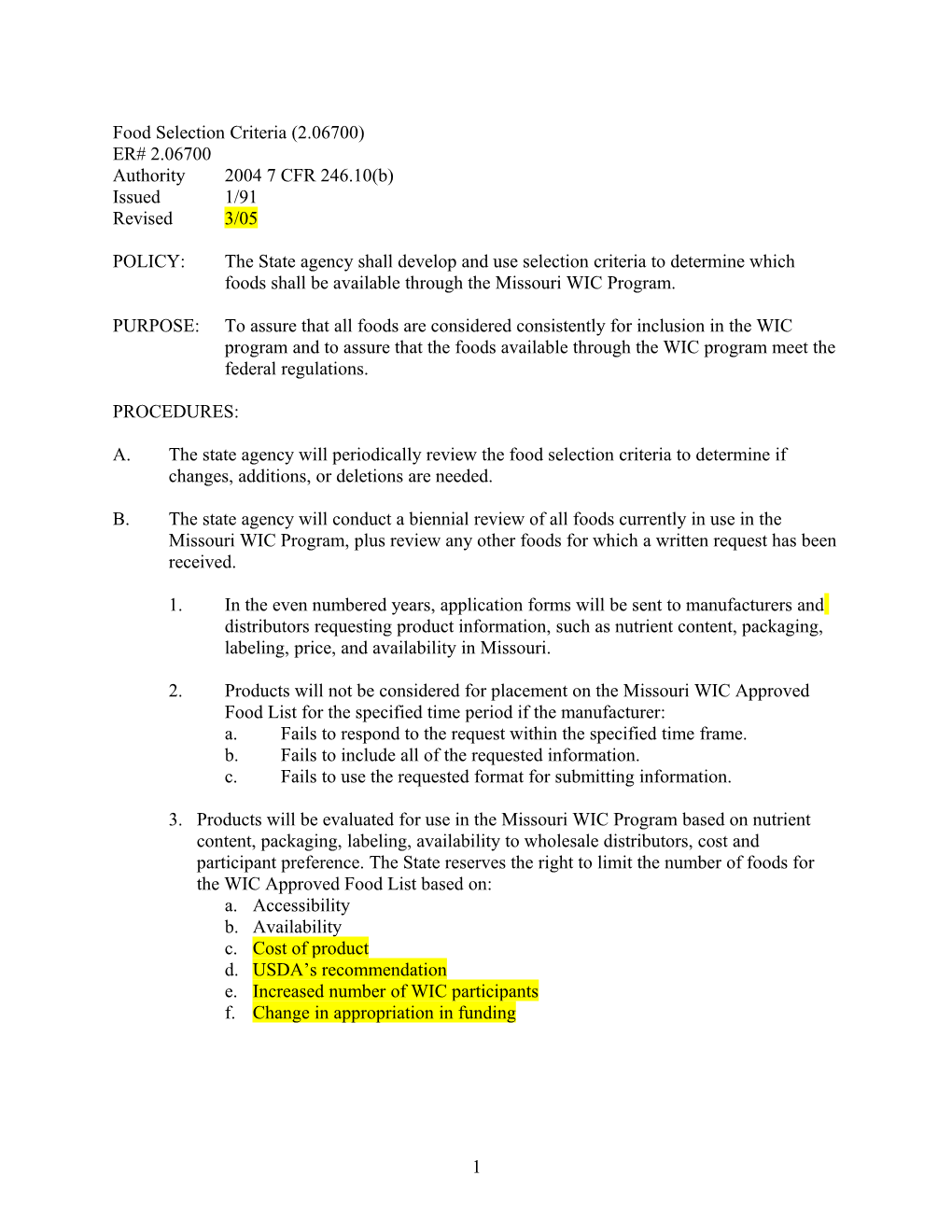 WIC Approved Food List (2