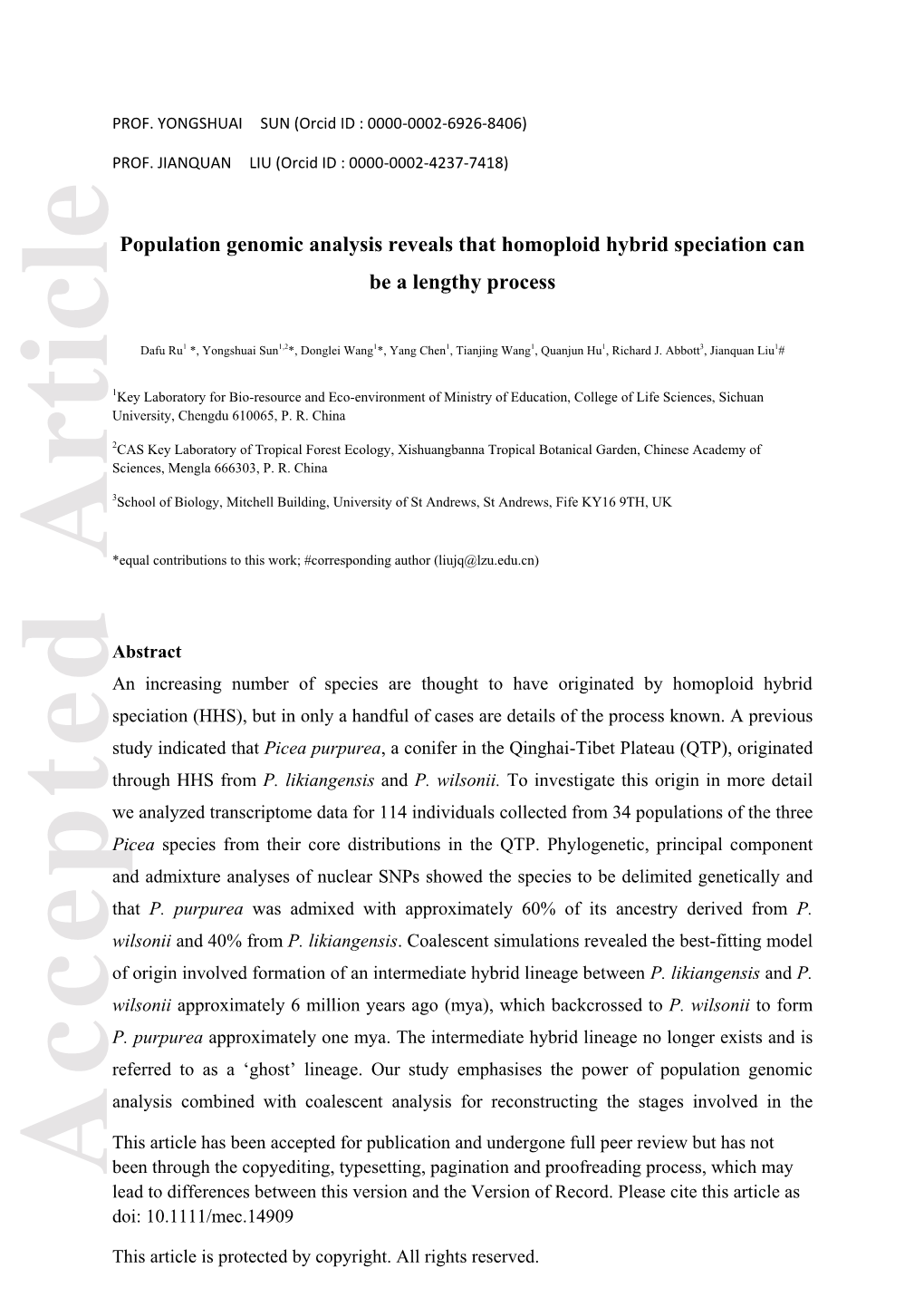 Population Genomic Analysis Reveals That Homoploid Hybrid Speciation Can Speciation Hybrid Homoploid Reveals That Analysis Genomic Population E Origin