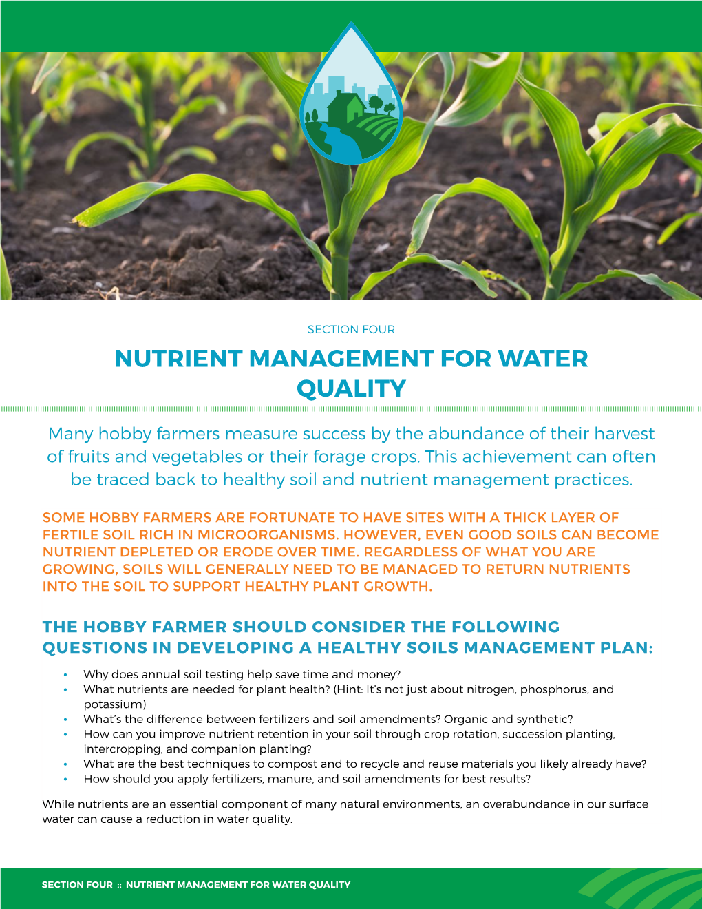 Section 4. Nutrient Management for Water Quality