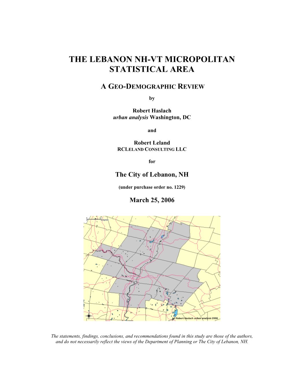 The Lebanon Nh-Vt Micropolitan Statistical Area