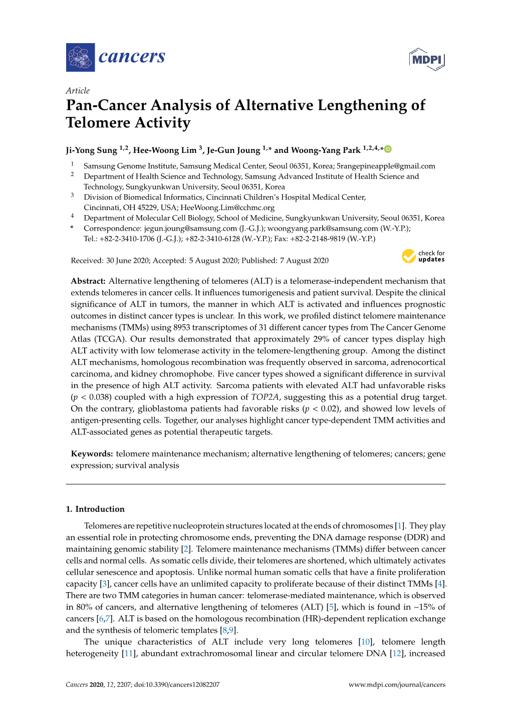 Pan-Cancer Analysis of Alternative Lengthening of Telomere Activity