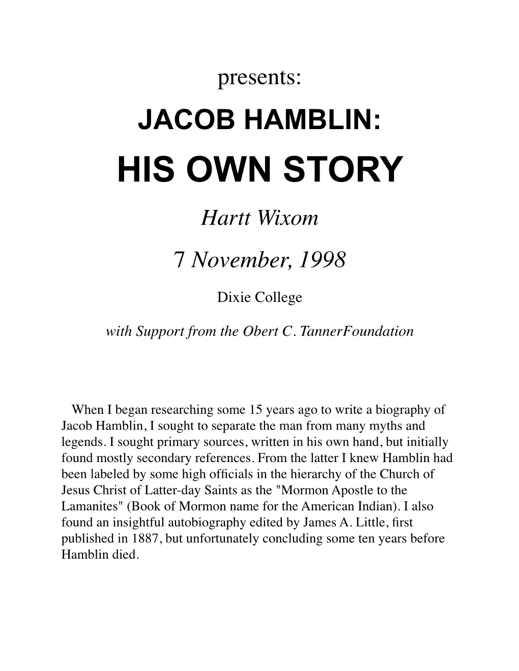 Jacob Hamblin History'