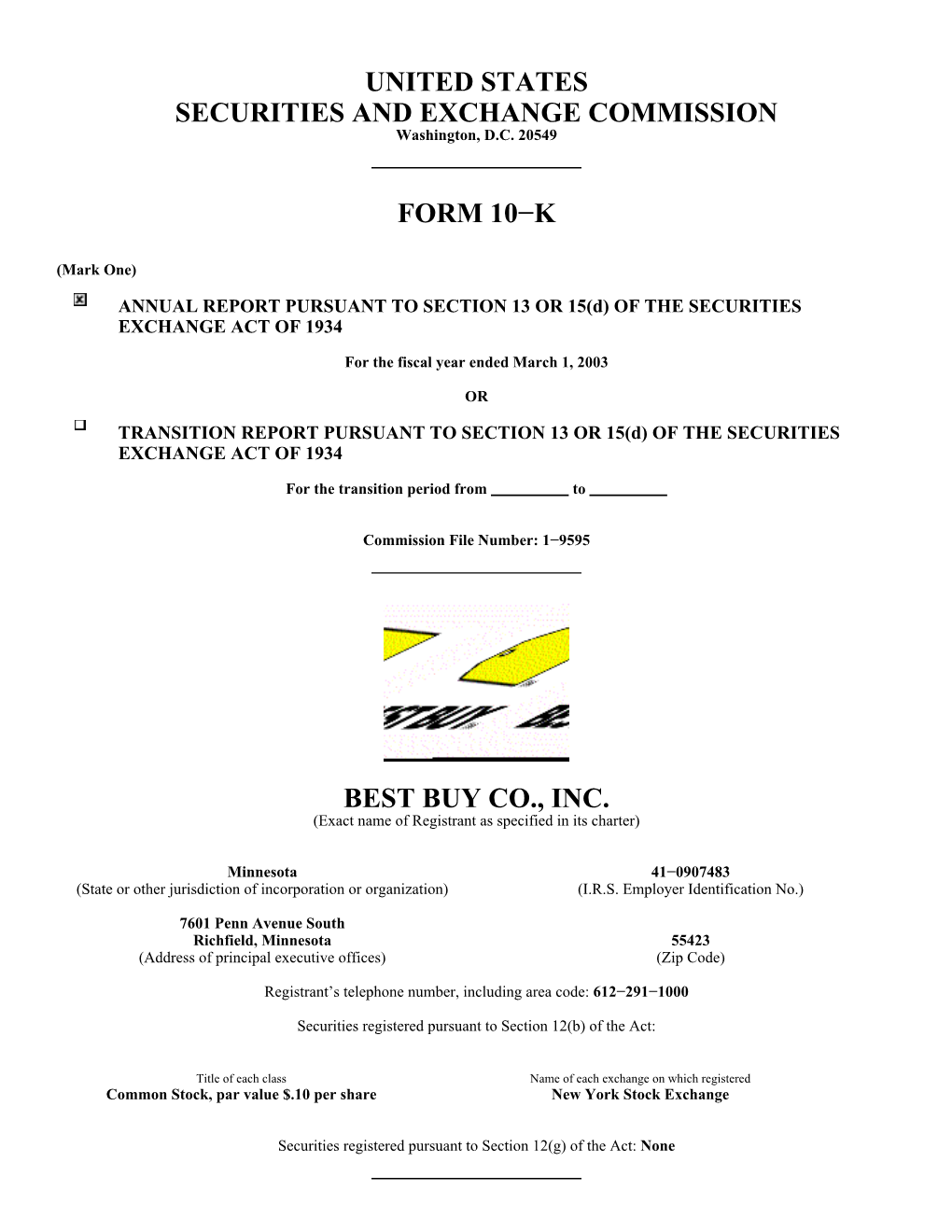 United States Securities and Exchange Commission Form