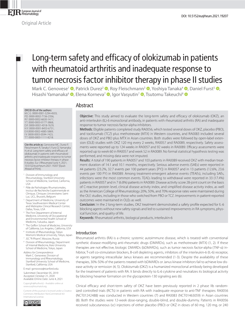 Long-Term Safety and Efficacy of Olokizumab in Patients With