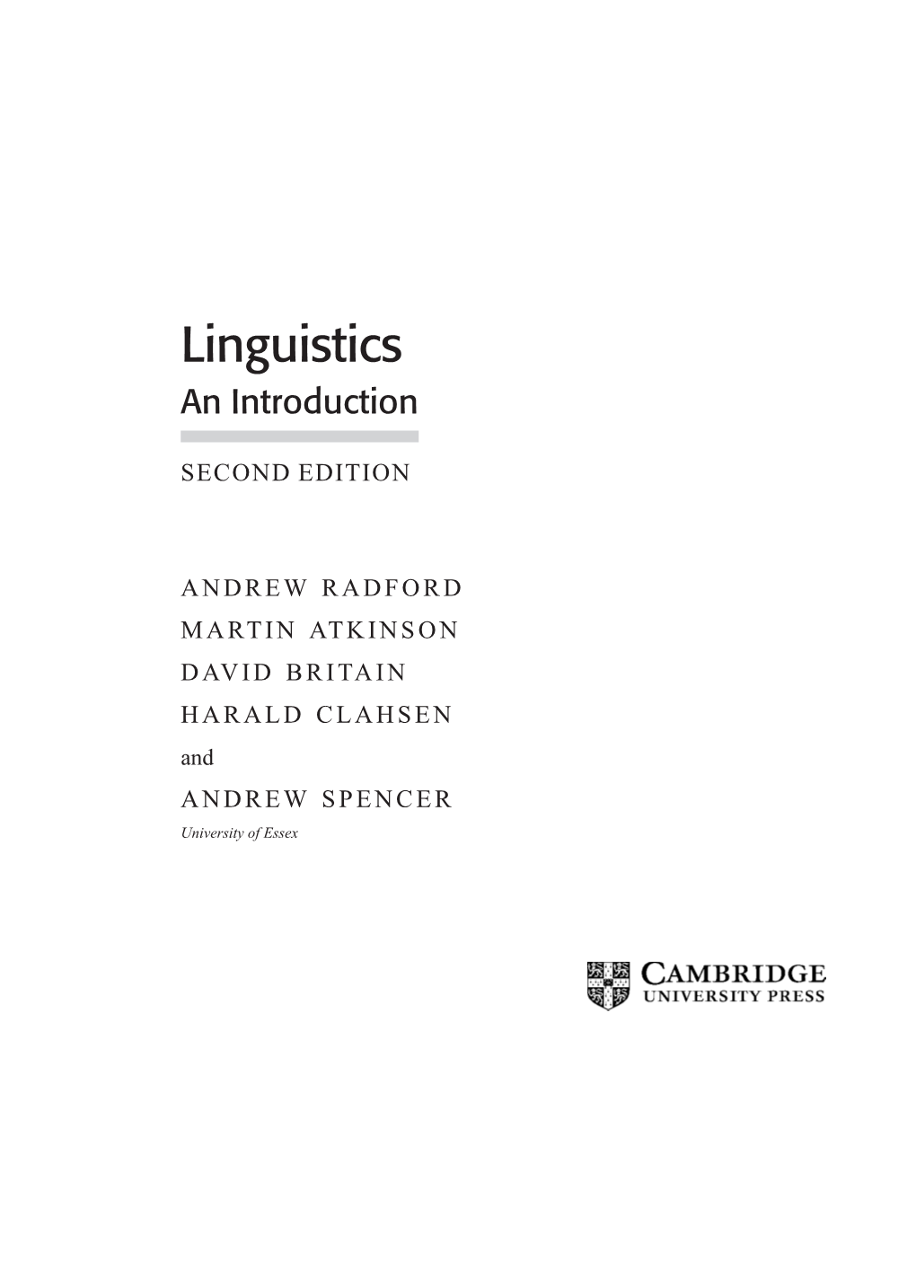 Linguistics an Introduction, SECOND EDITION