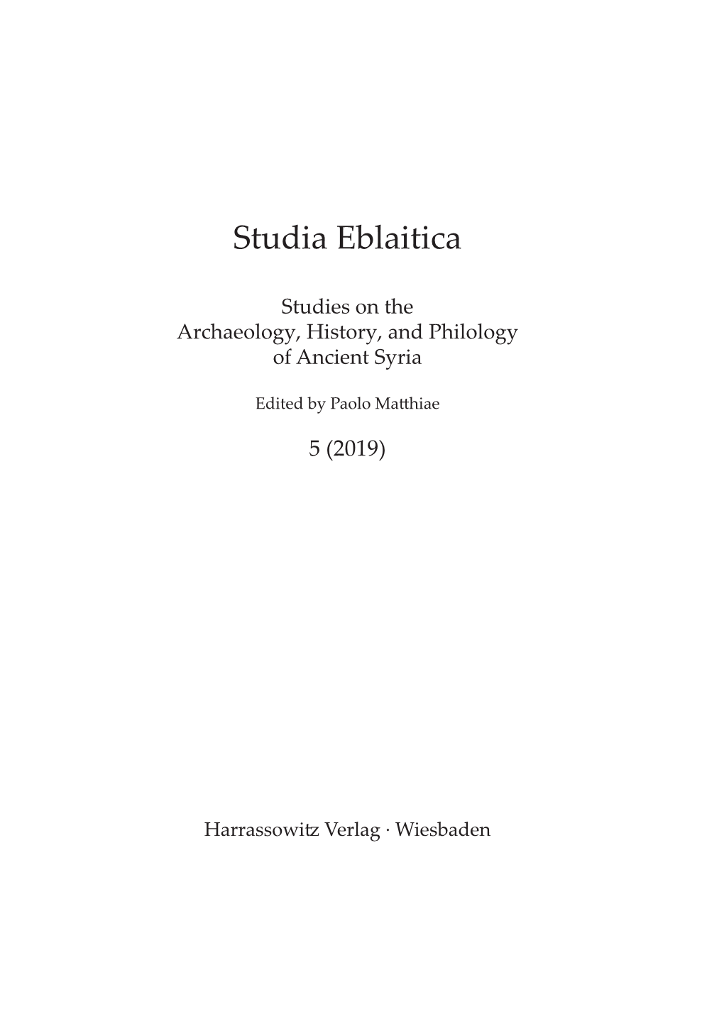 Studia Eblaitica