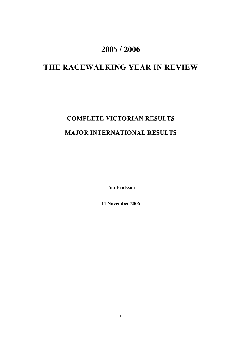 2005 / 2006 the Racewalking Year in Review