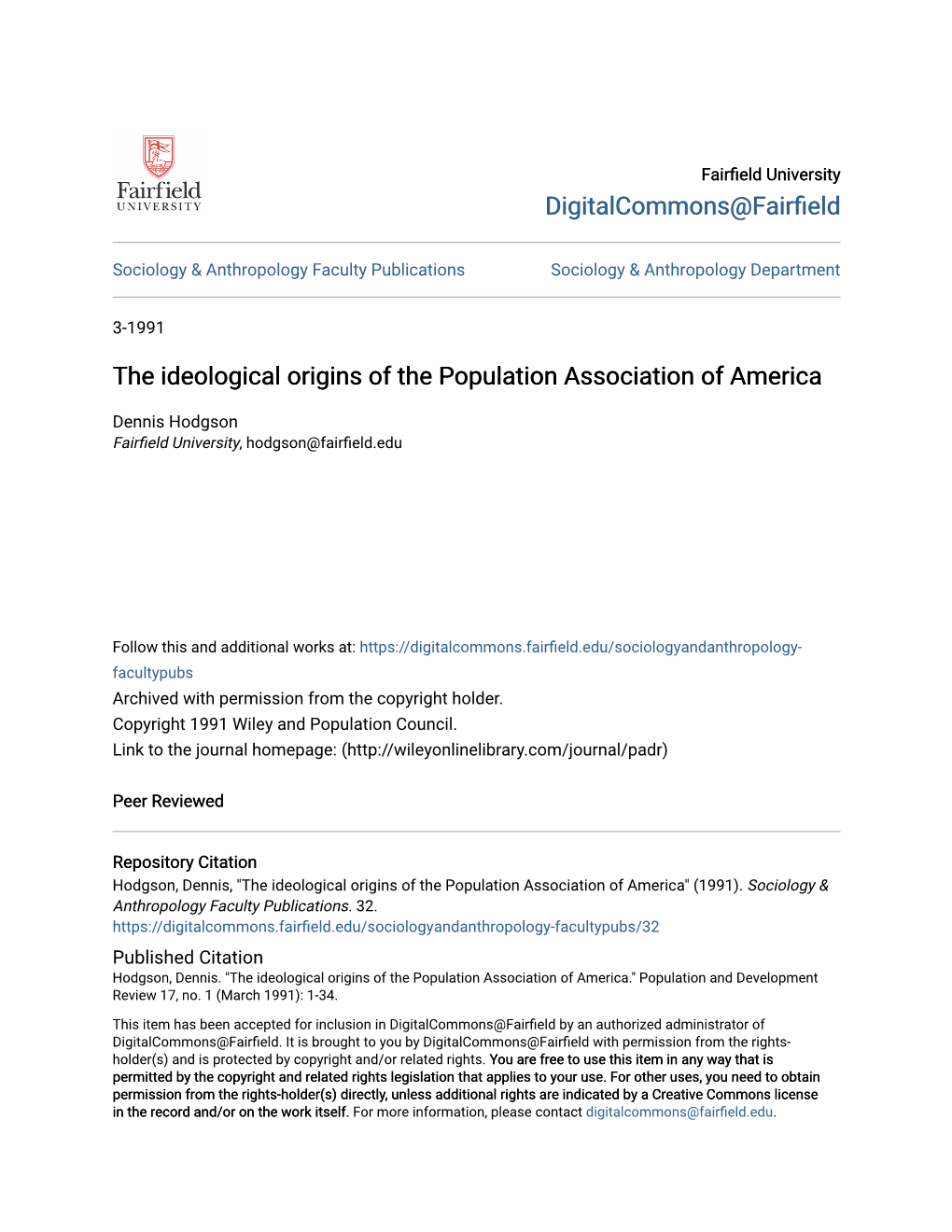 The Ideological Origins of the Population Association of America