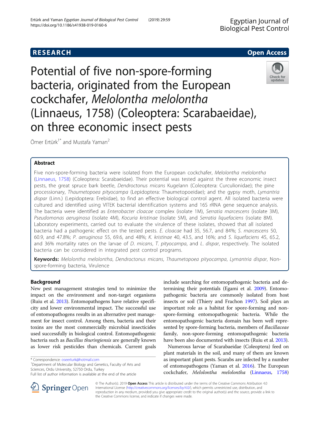 Potential of Five Non-Spore-Forming Bacteria, Originated from The