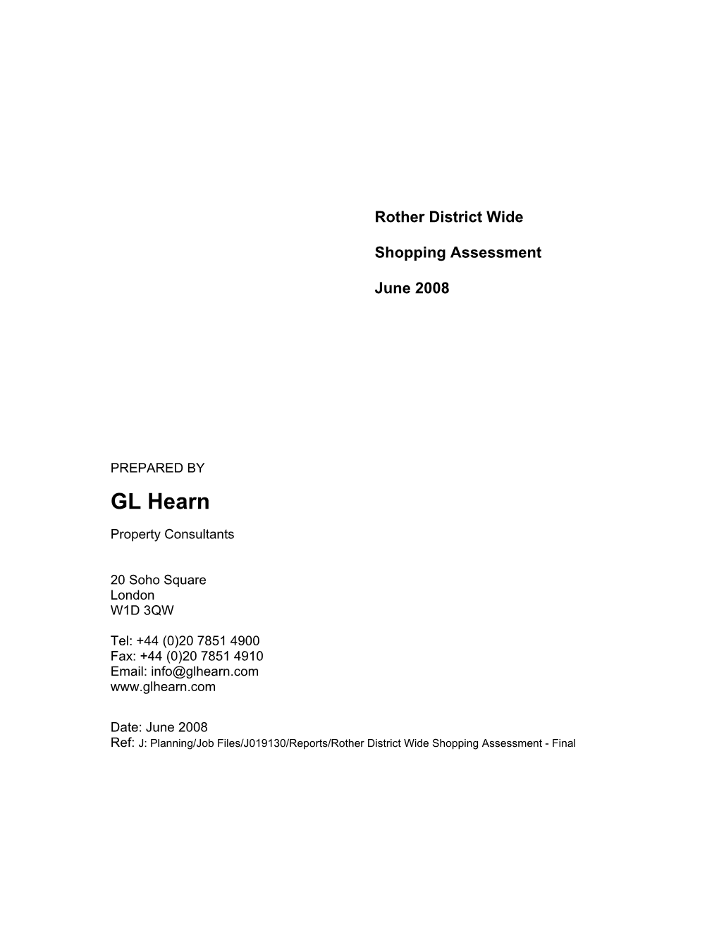 Shopping Assessment GL Hearn June 2008