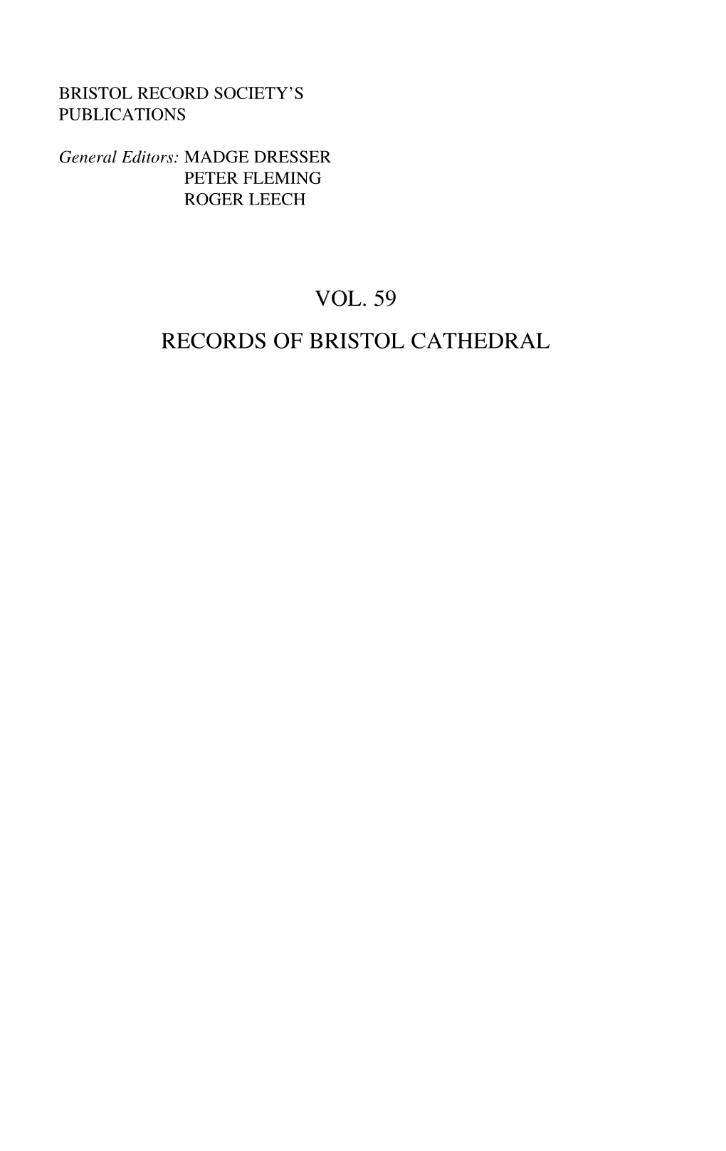 Records of Bristol Cathedral