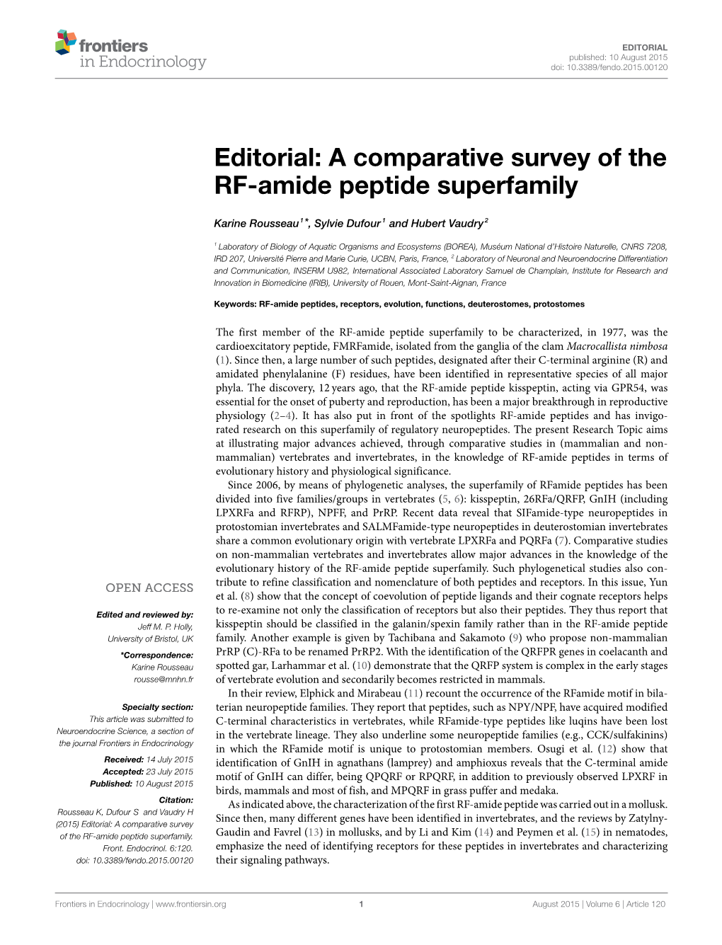 A Comparative Survey of the RF-Amide Peptide Superfamily