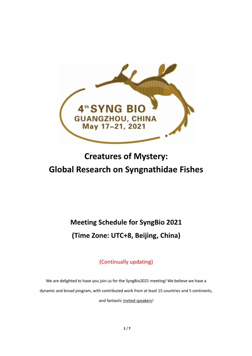 Creatures of Mystery: Global Research on Syngnathidae Fishes