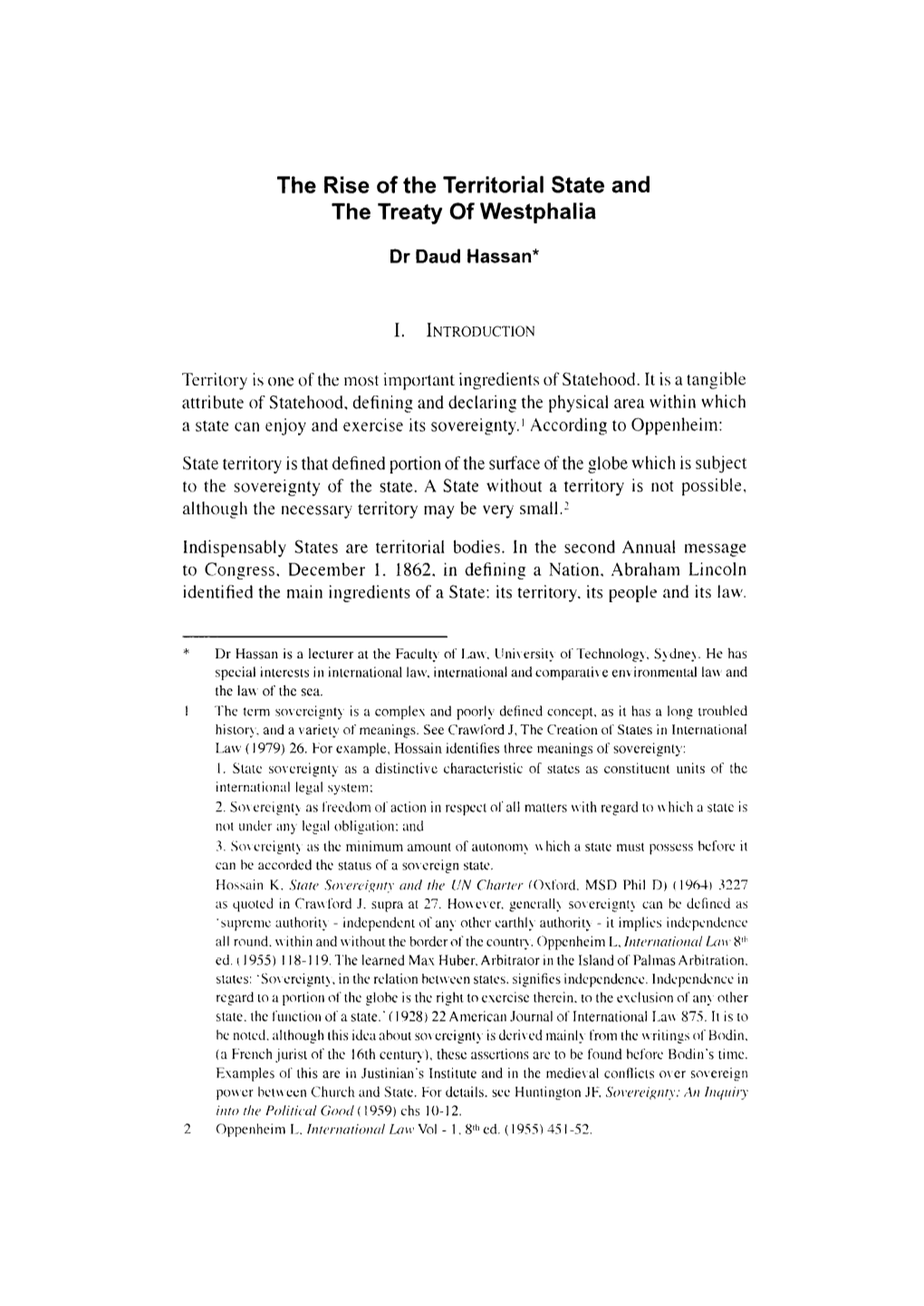 The Rise of the Territorial State and the Treaty of Westphalia