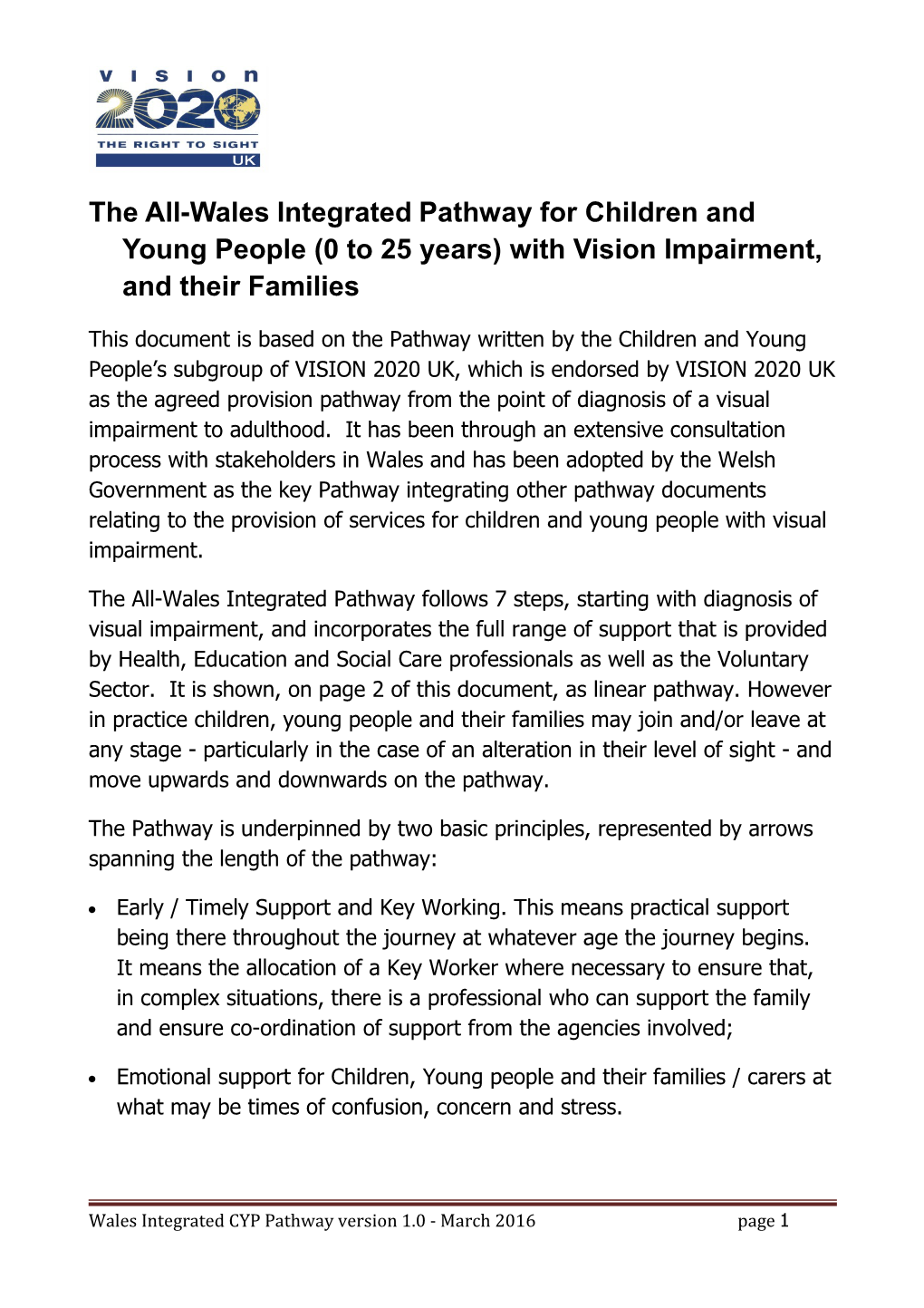 The All-Wales Integrated Pathway for Children and Young People (0 to 25 Years) with Vision