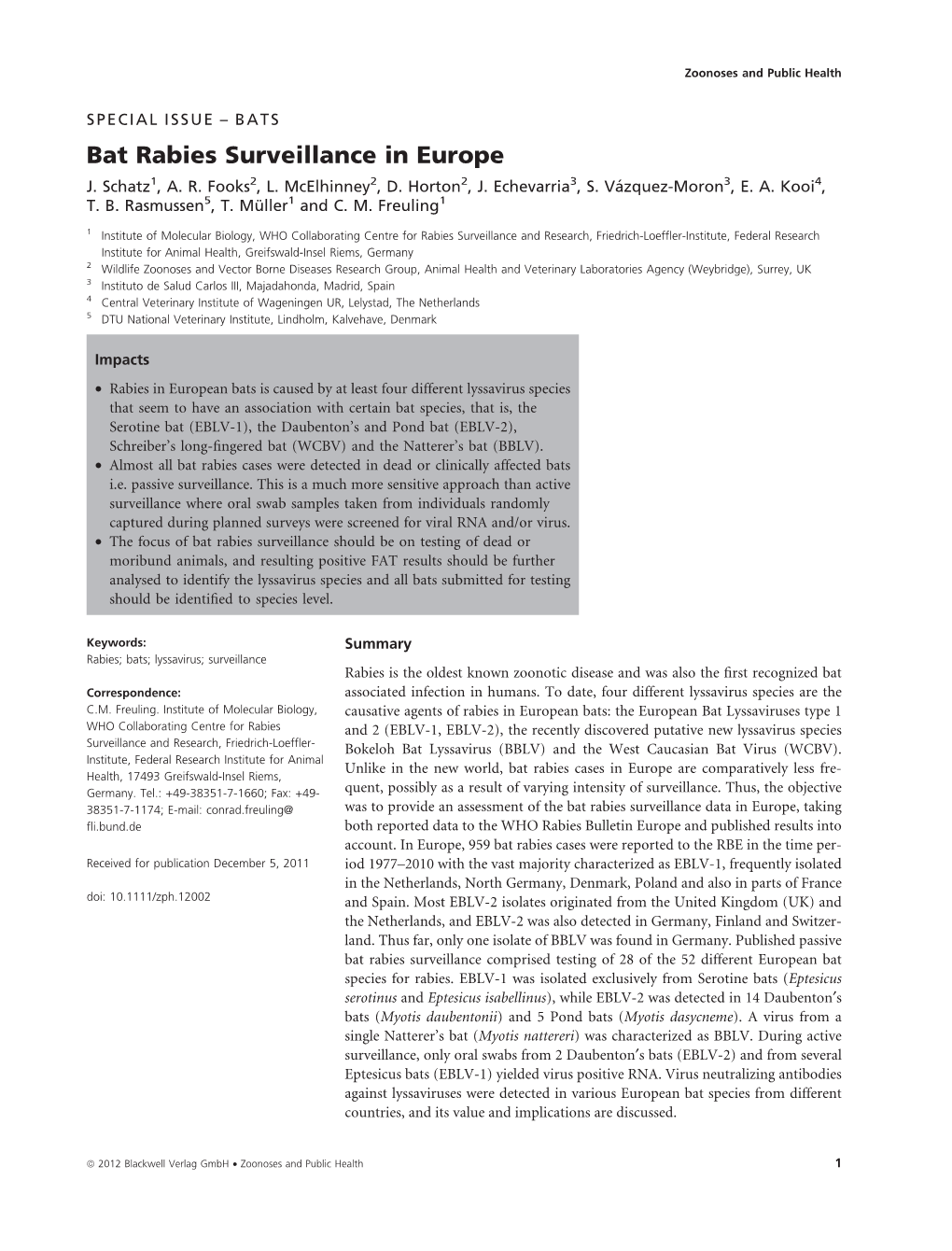 Bat Rabies Surveillance in Europe J