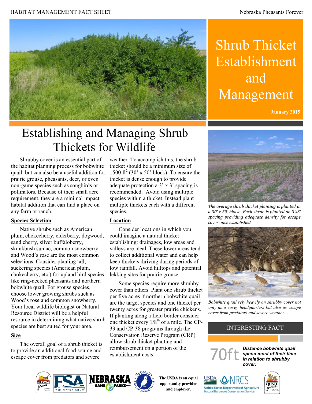 Shrub Thicket Establishment and Management