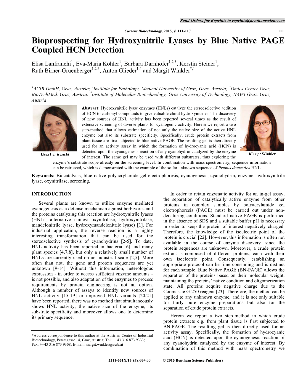 Bioprospecting for Hydroxynitrile Lyases by Blue Native PAGE Coupled HCN Detection