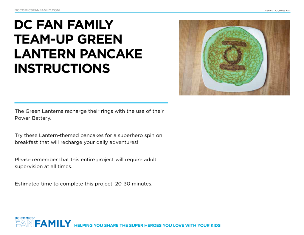 Dc Fan Family Team-Up Green Lantern Pancake Instructions