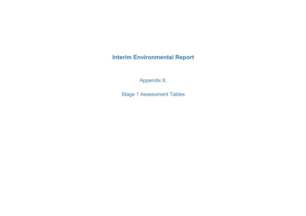 Stage 1 Assessment Tables