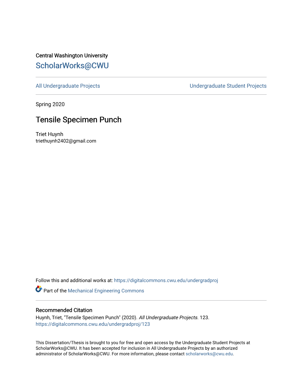 Tensile Specimen Punch