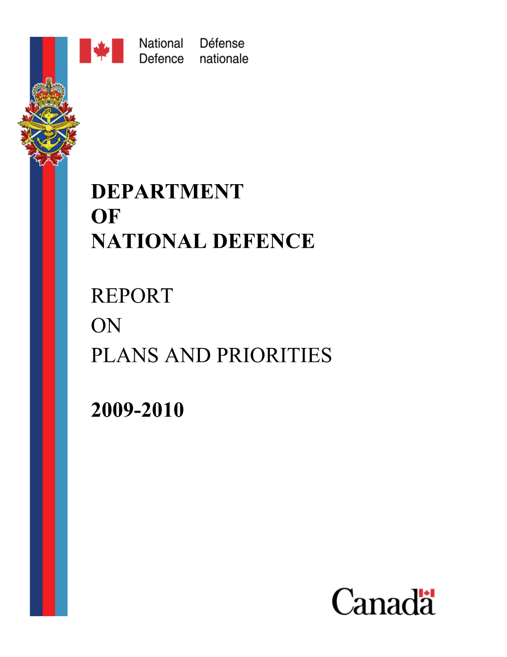 Department of National Defence Report on Plans