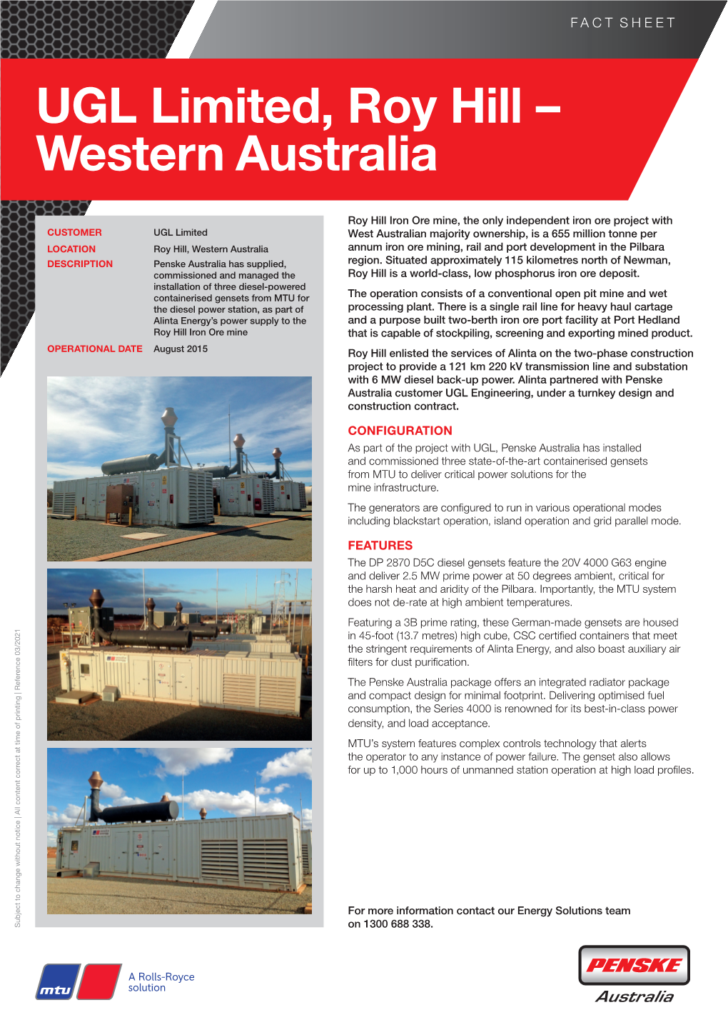 UGL Limited, Roy Hill – Western Australia