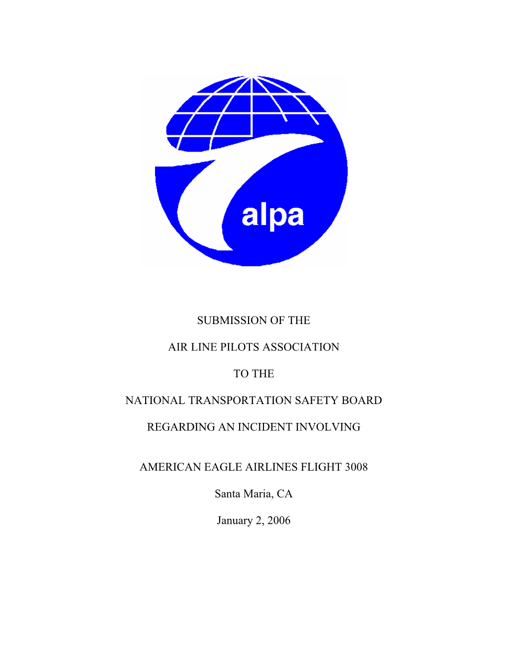 American Eagle Flight 3008 ALPA Submission
