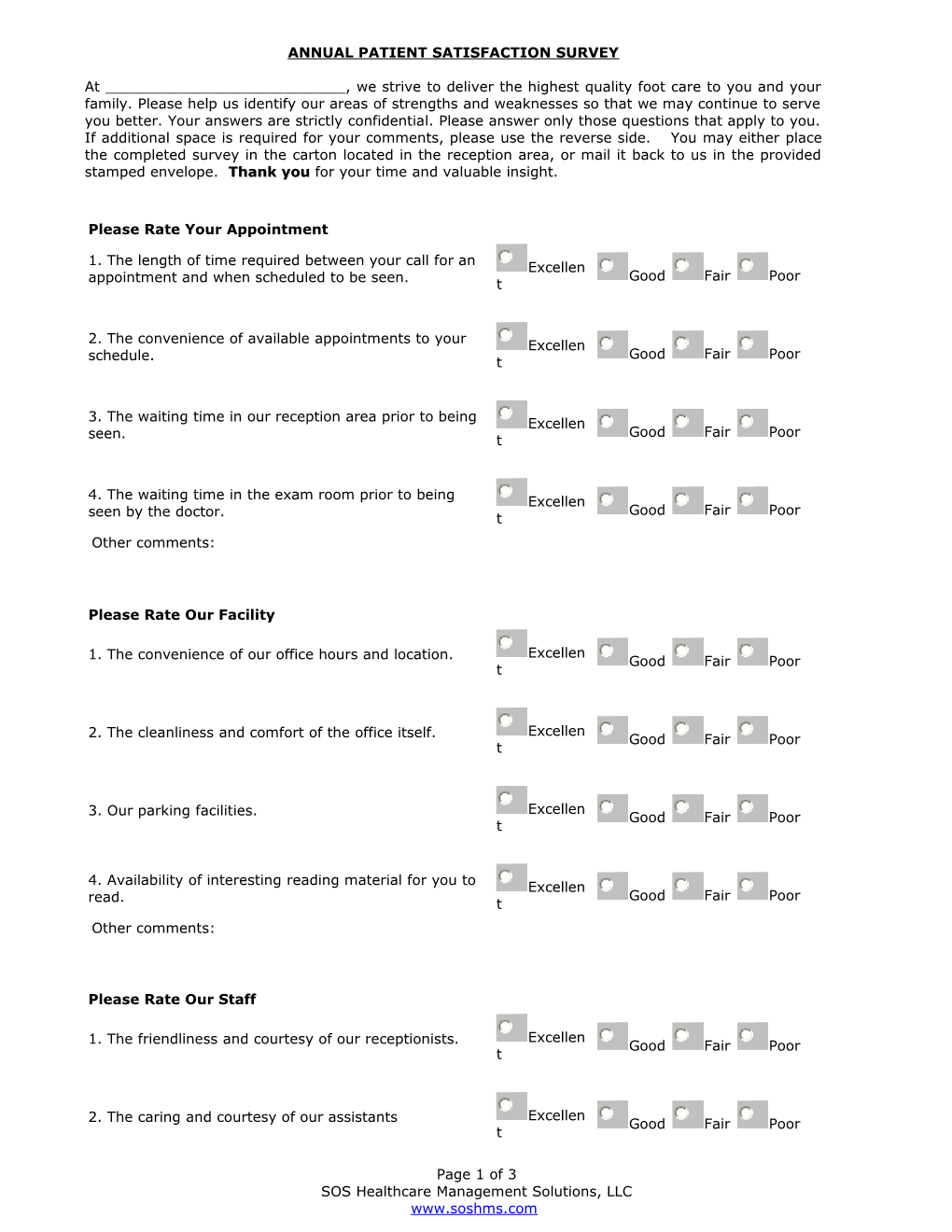 Annual Patient Satisfaction Survey