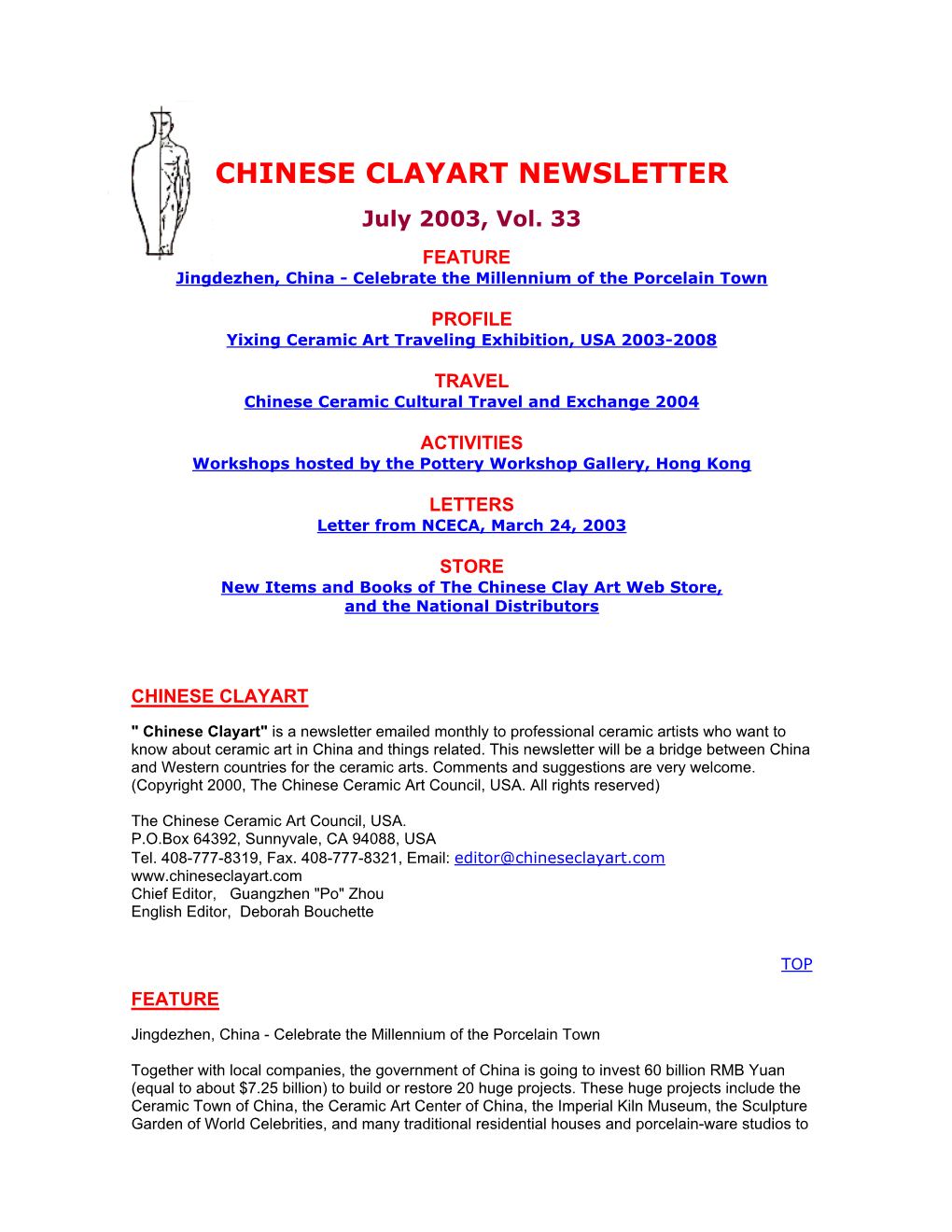 Newsletter for July 2003, Volume 33