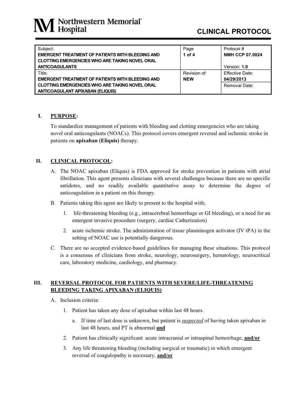 Clinical Protocol