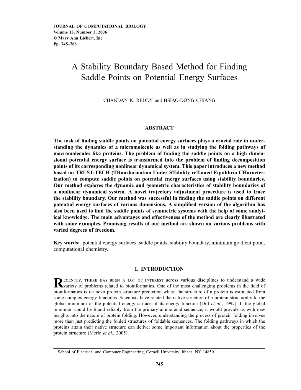 A Stability Boundary Based Method for Finding Saddle Points on Potential Energy Surfaces